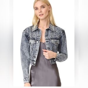Alice + Olivia Chloe Studded Denim Jacket US S